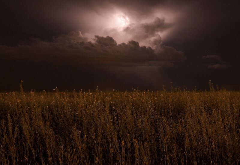 Thunderstorm over a field