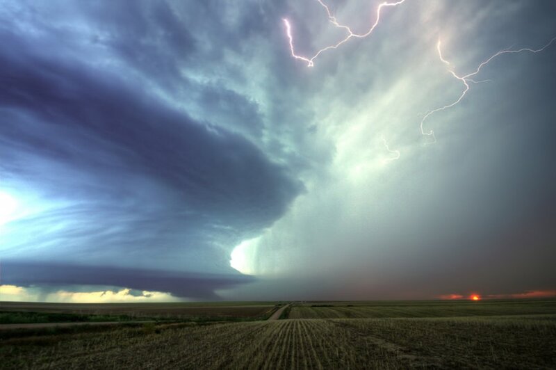 Thunderstorm over a field