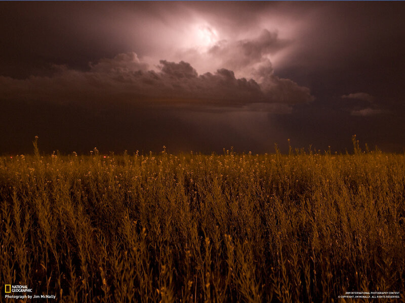 Thunderstorm over a field