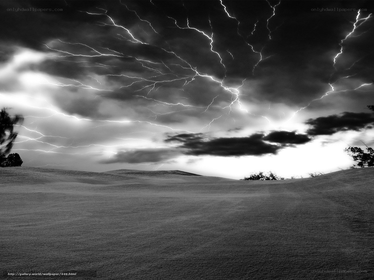 Thunderstorm over a golf course