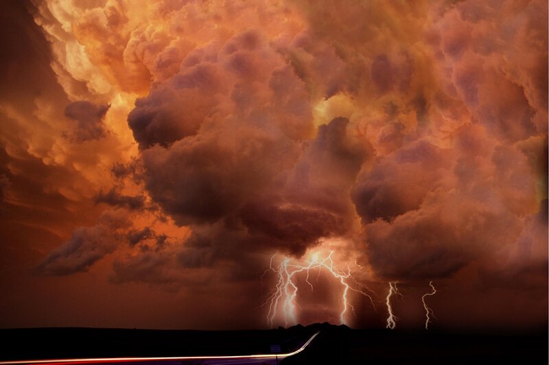 Thunderstorm over a highway