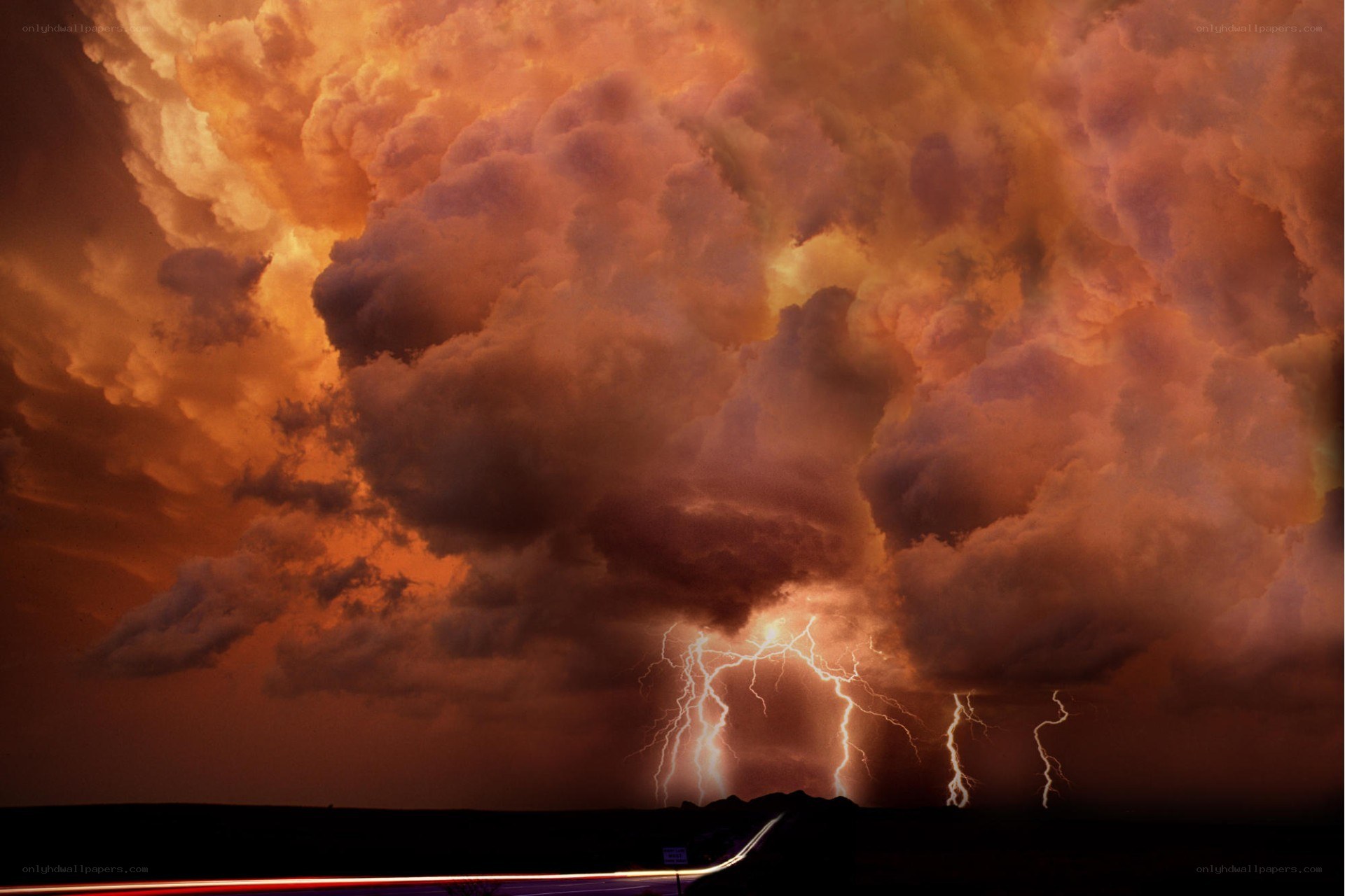 Thunderstorm over a highway