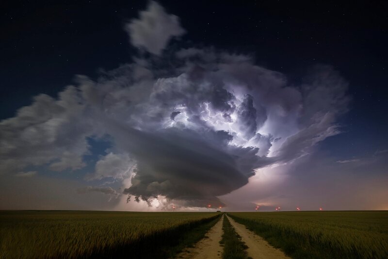 Thunderstorm over Field — Dark Blue