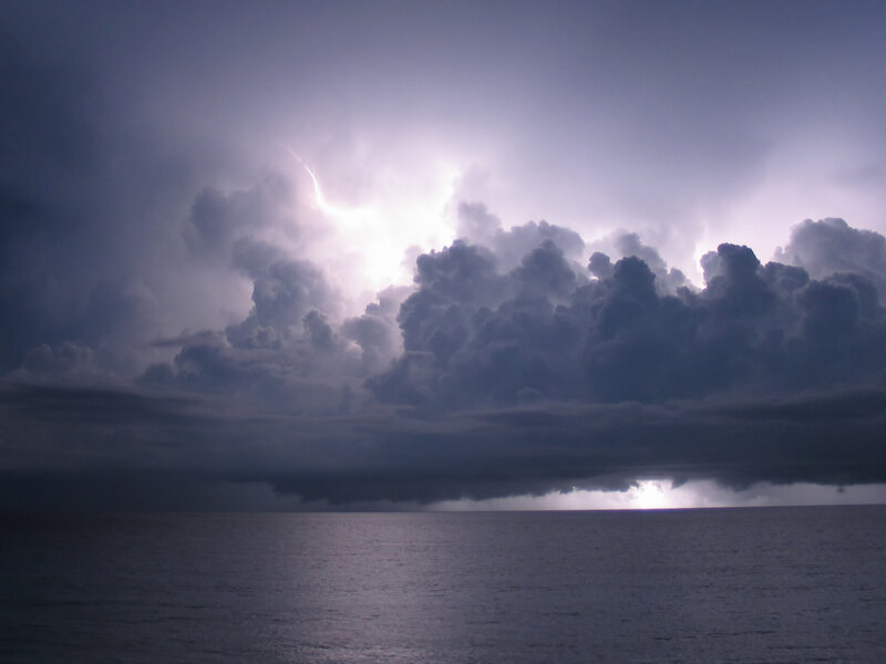 Thunderstorm over Ocean — Gray