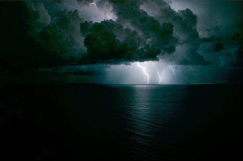 Thunderstorm over the ocean