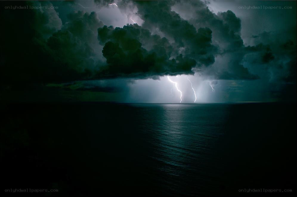 Thunderstorm over the ocean