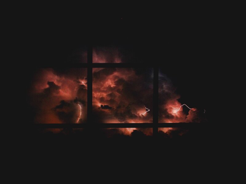Thunderstorm through window panes