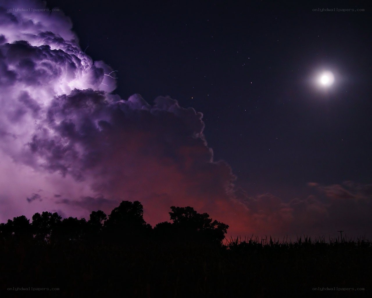 Thunderstorm under moonlight
