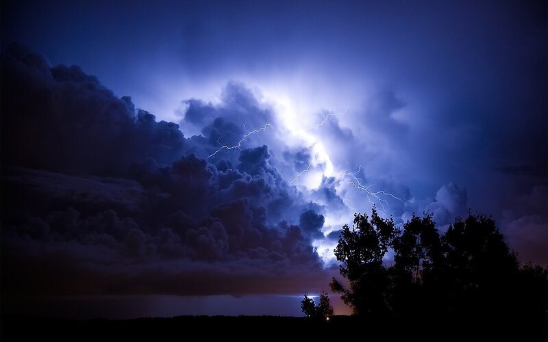Thunderstorm with lightning