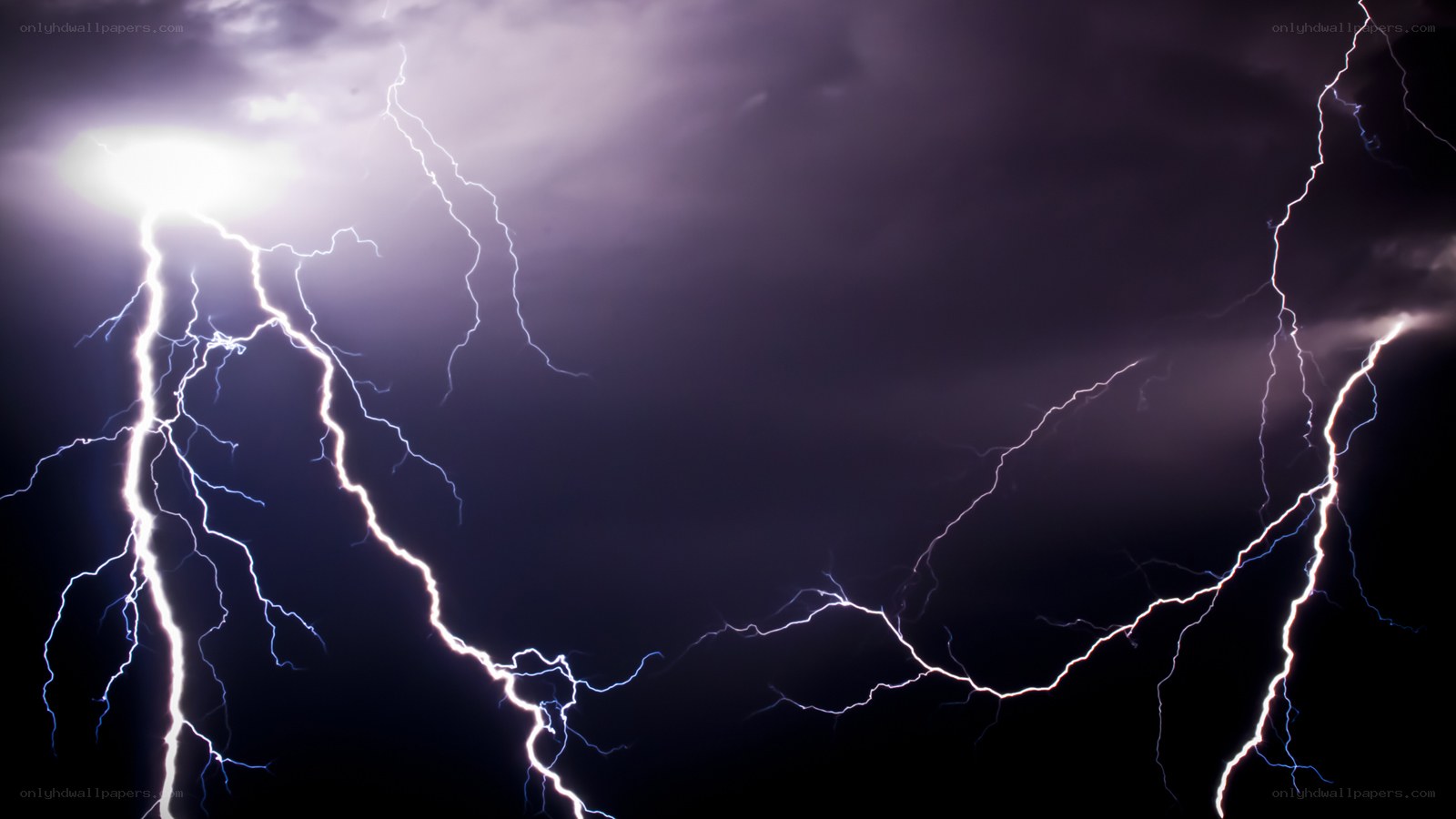 Thunderstorm with lightning strikes