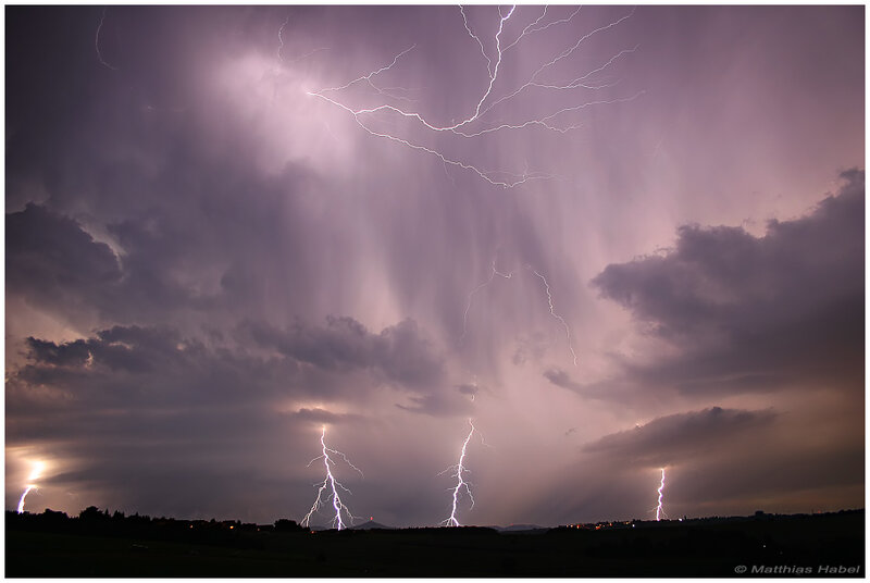 Thunderstorm with multiple lightning strikes