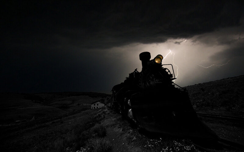 Thunderstorm with steam train