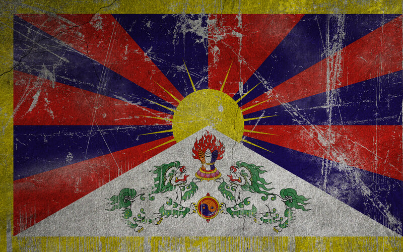 Tibetan flag with distressed texture
