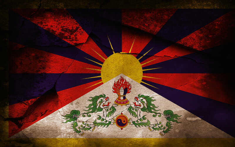 Tibetan flag with weathered texture