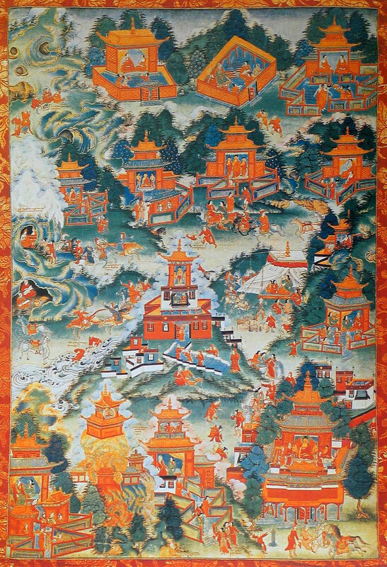 Tibetan thangka depicting Buddhist realms