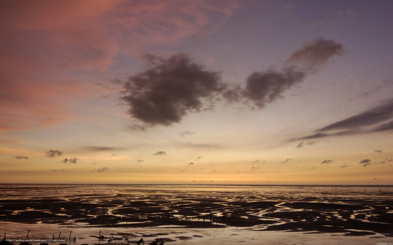 Tidal Flats at Sunset — Orange