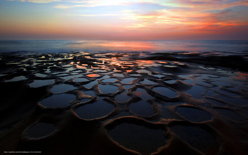 Tide Pools at Sunset — Orange