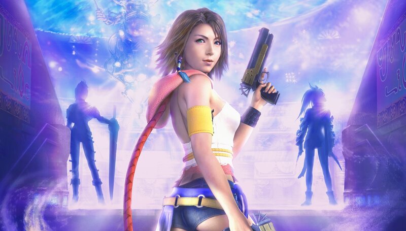 Tidus and Yuna in a magical scene