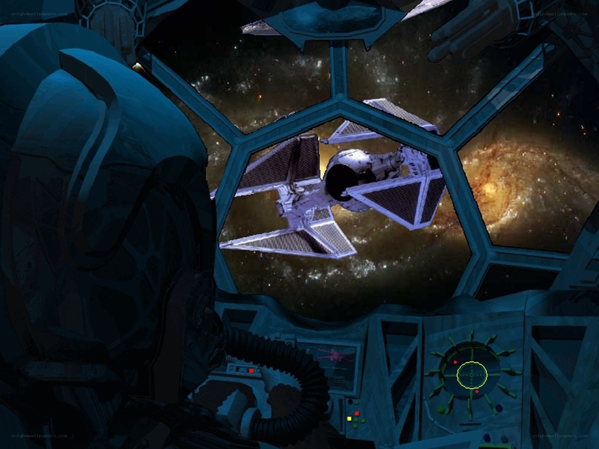 TIE fighter in cockpit view