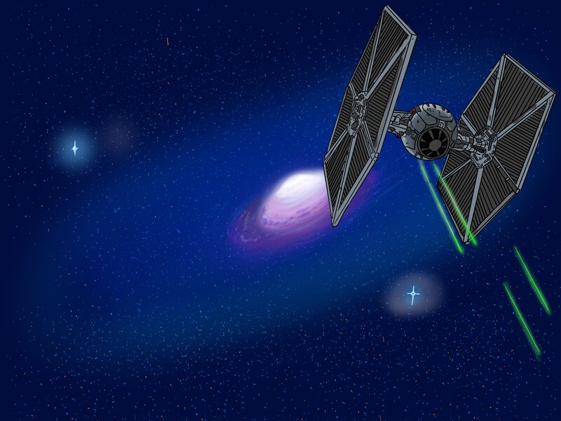 TIE Fighter in Space — Blue