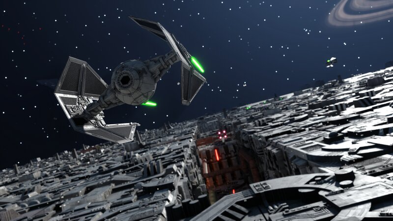 TIE Fighter over City
