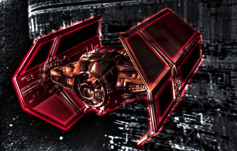 TIE Fighter Spacecraft — Black, Dramatic, Night, Digital Art
