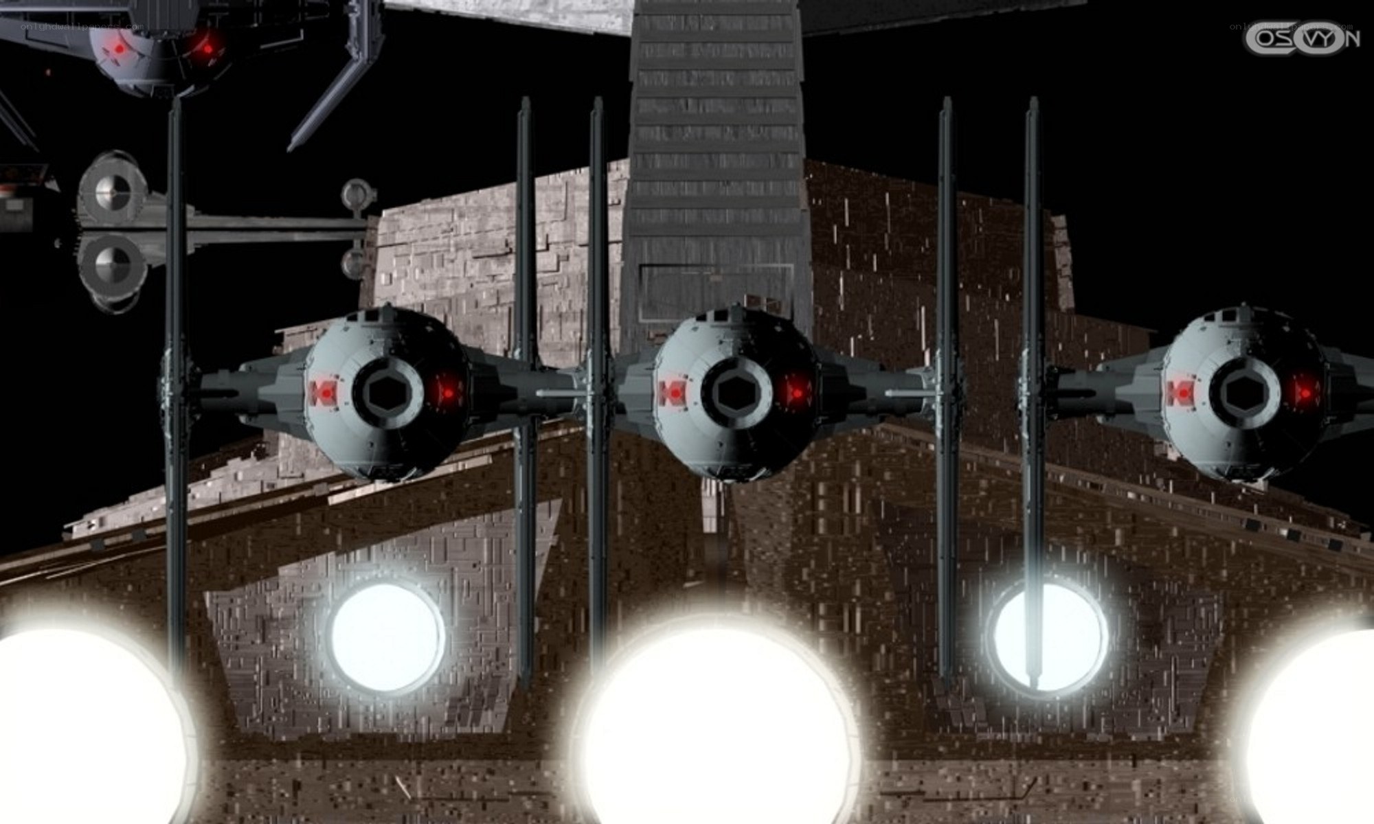 TIE fighters dock at Death Star