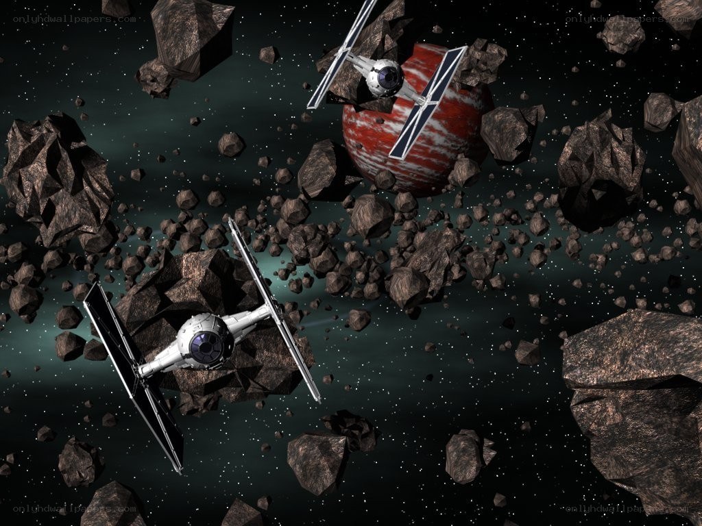 TIE fighters in asteroid field