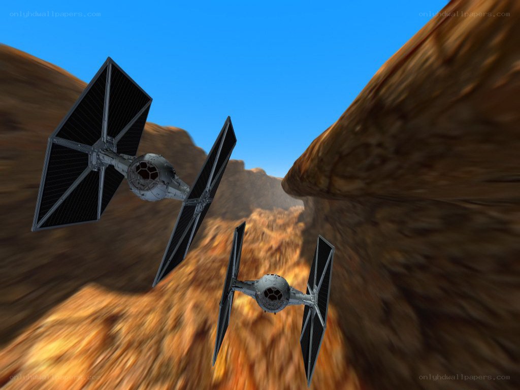 TIE fighters in canyon