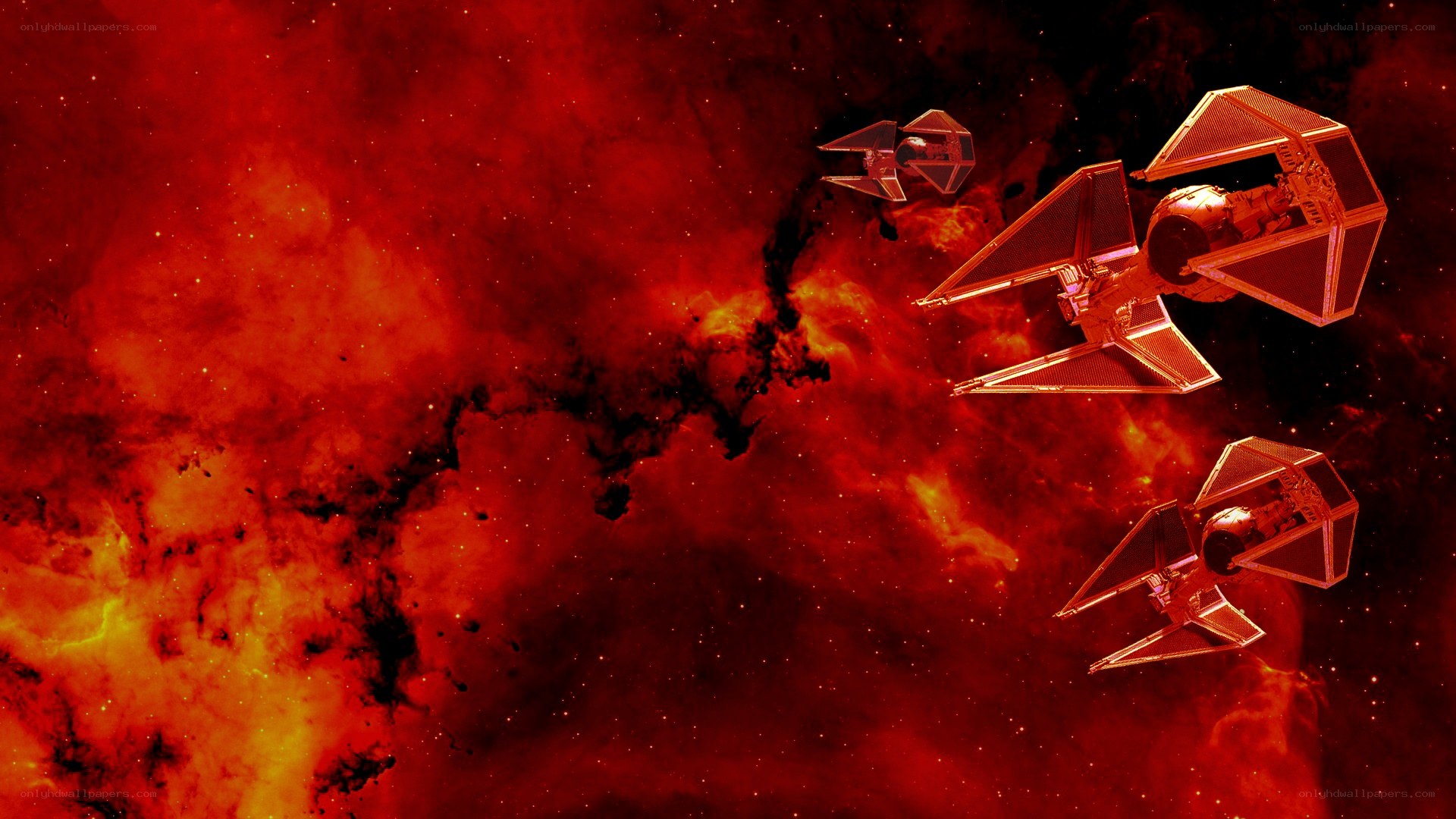TIE fighters in nebula
