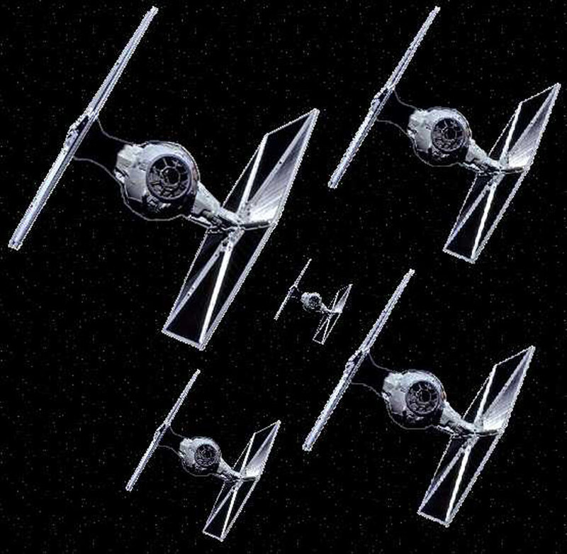 TIE fighters in space formation