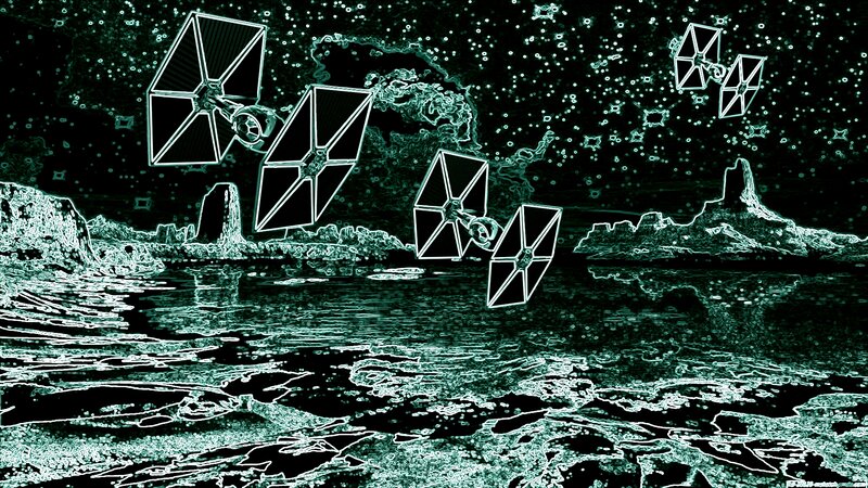 TIE Fighters over Alien Planet — Black