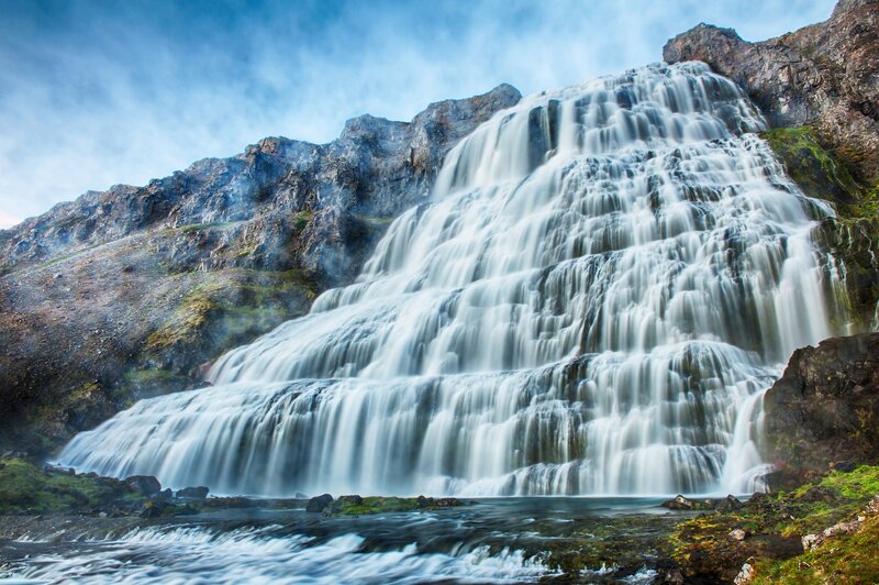 Tiered Waterfall — Blue, Dramatic