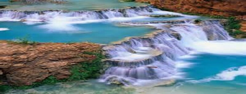 Tiered Waterfall — Blue, Serene, Afternoon