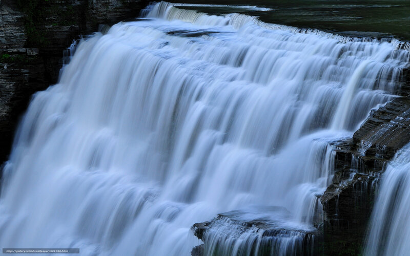 Tiered Waterfall — Blue, Serene, Night