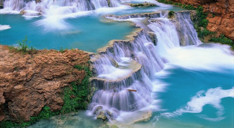 Tiered Waterfall — Blue, Serene