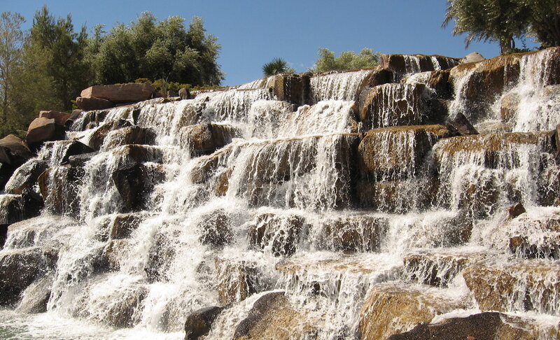 Tiered Waterfall Cascade — Blue