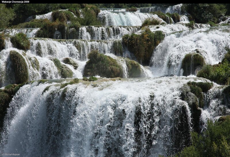 Tiered Waterfall Cascade — White