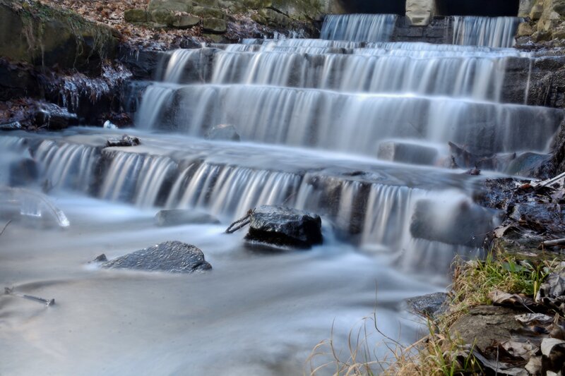 Tiered Waterfall — Gray