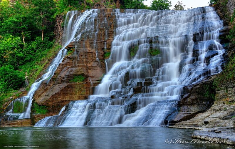 Tiered Waterfall — Green, Serene, Afternoon, Photograph