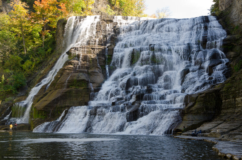 Tiered Waterfall in Autumn