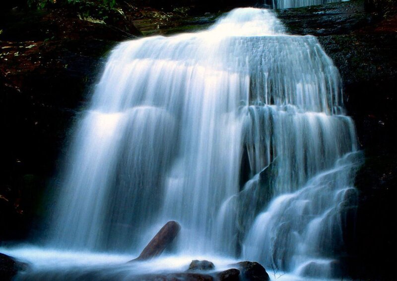 Tiered Waterfall in Forest — Blue