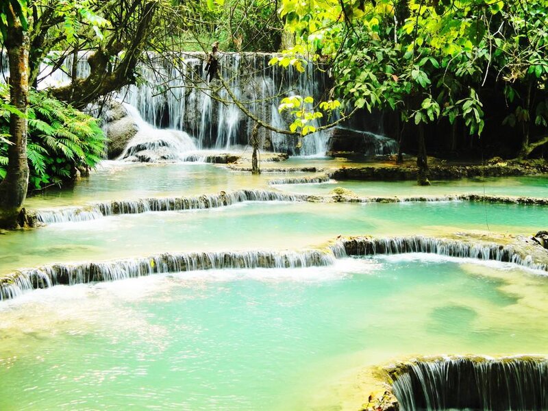 Tiered Waterfall in Forest — Green, Serene, Afternoon
