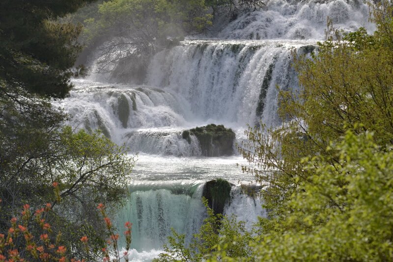 Tiered Waterfall in Forest — Green, Serene, Spring