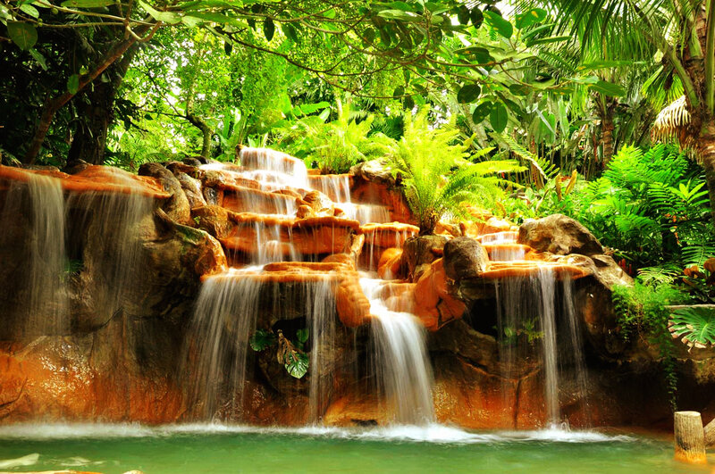 Tiered Waterfall in Jungle — Green, Serene, Afternoon, Photograph, Rocks
