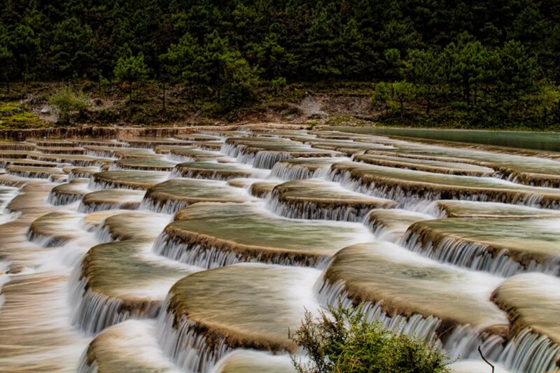 Tiered Waterfalls in Forest