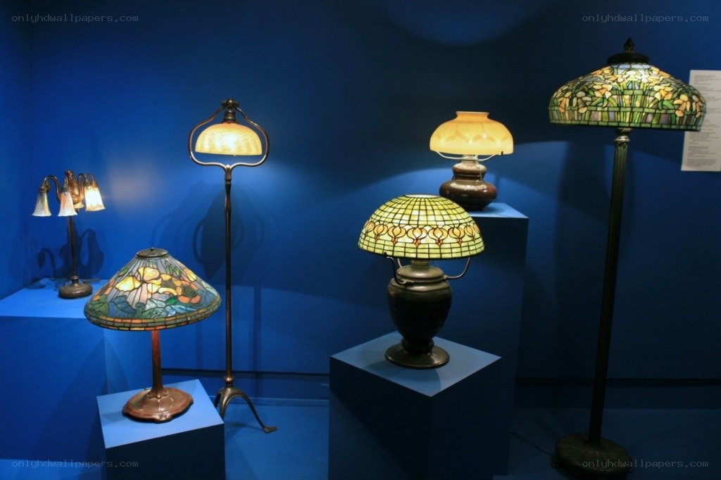 Tiffany lamps on display