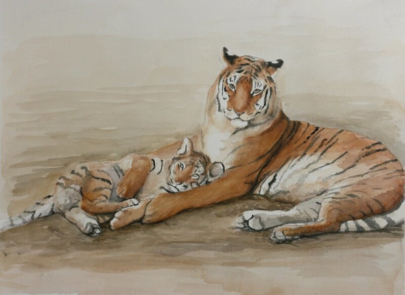 Tiger and Cub — Brown