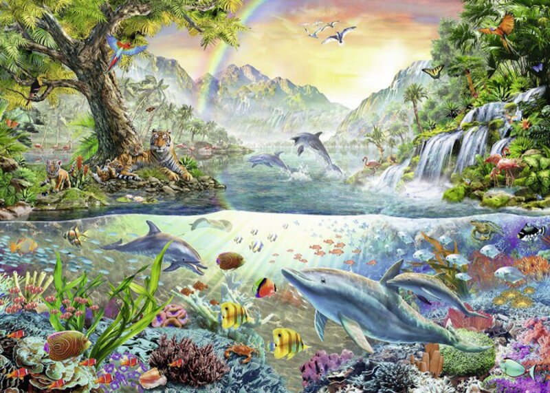 Tiger and Dolphins — Green