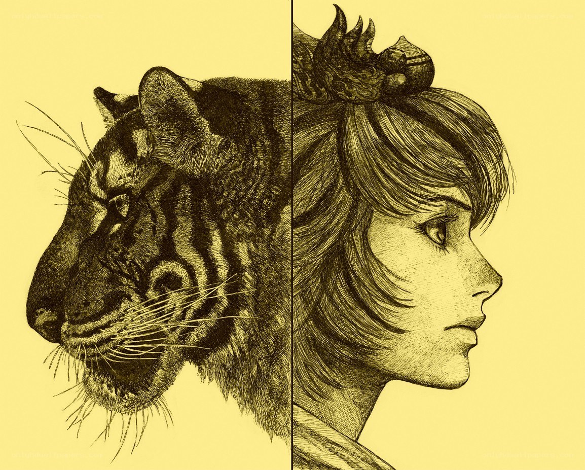 tiger and girl profile